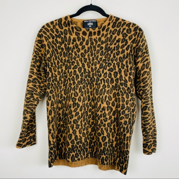 Vintage Animal Print Lambswool Angora Sweater - Picture 1 of 6